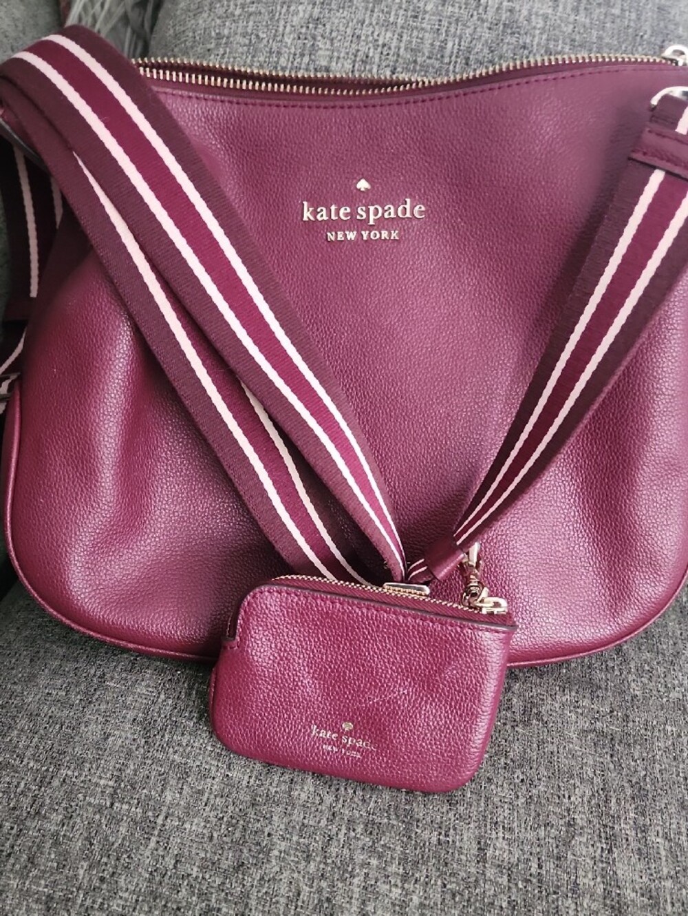 kate spade Rosie  Leather Crossbody with Striped Strap